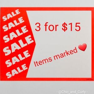 β€ 3 for $15 SALE